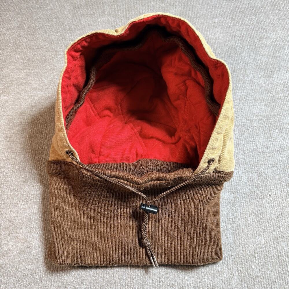 Vintage Carhartt Balaclava Hood Mens One Size Brown Duck Canvas Quilted USA 90s
